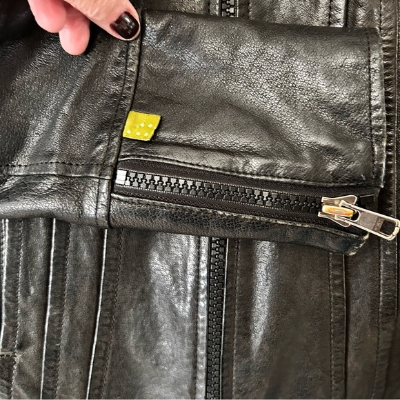 Soia & Kyo Hooded Black Leather Zip Motorcycle Jacket Women's Size X Small - Picture 6 of 15